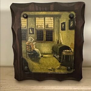 Dutch print on wood pictures set of 3